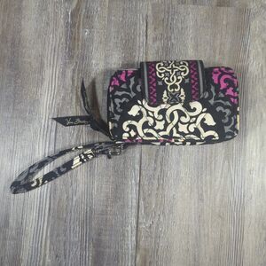 Vera Bradley Wristlet Wallet Zip Pouch Snap Canterberry Magenta 6" X 4" Preowned